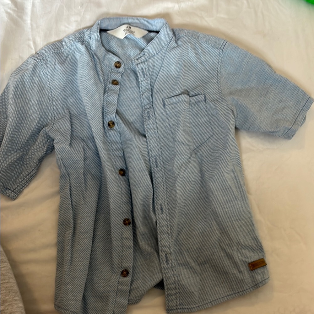 Blue Short Sleeve Button-Up Shirt